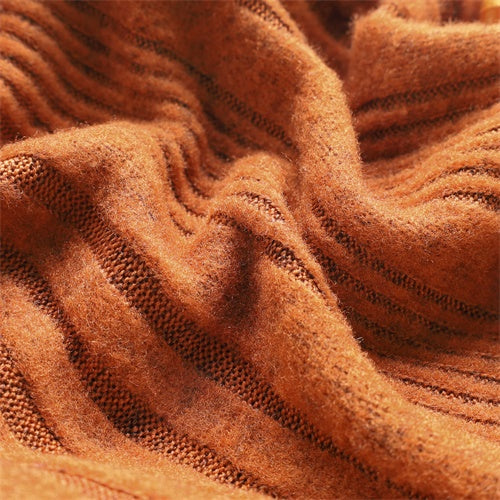 Vestido suéter acanalado terracota con lazo satinado